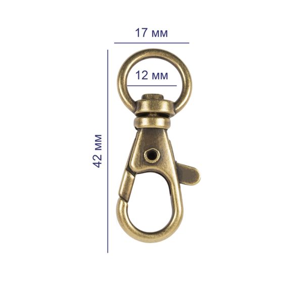Карабин металл 12.0 мм (42х17 мм), 10 шт, 24 под бронзу, Gamma GH 102/12/10