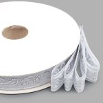 Тесьма декоративная металлизированная Пейсли 15 мм / 25 метров, 15006 белый/серебро