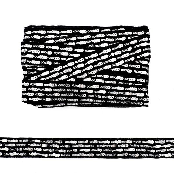 Тесьма с пайетками 3,3см / 14,63м (3 серебро), 3AR840N