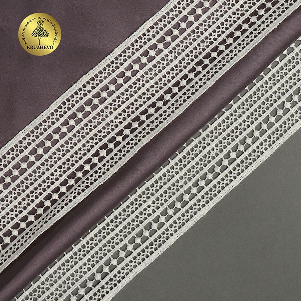 Кружево гипюр (плетёное) матовая нить арт.TR.8G8298 75мм цв.молочный уп.9м, Kruzhevo