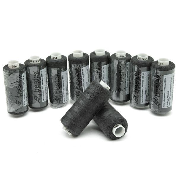 Нитки швейные бытовые Bestex 40/2, 365 м (400 ярд) / 10 кат., 384 серо-асфальтовый