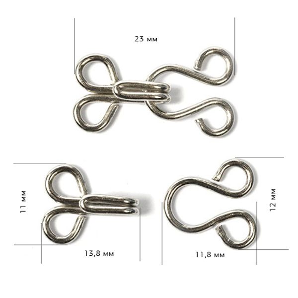 Крючки пришивные 23х12 мм, №4, ТВ-НЕ-А, цв. никель уп. 400 шт