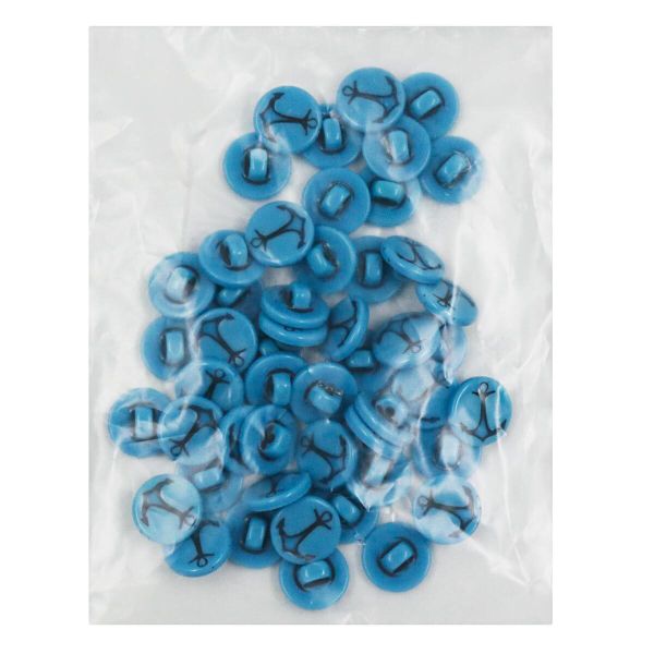 Пуговицы на ножке (3.00-1096-15) Якорь (голубой), Б65, 50 шт