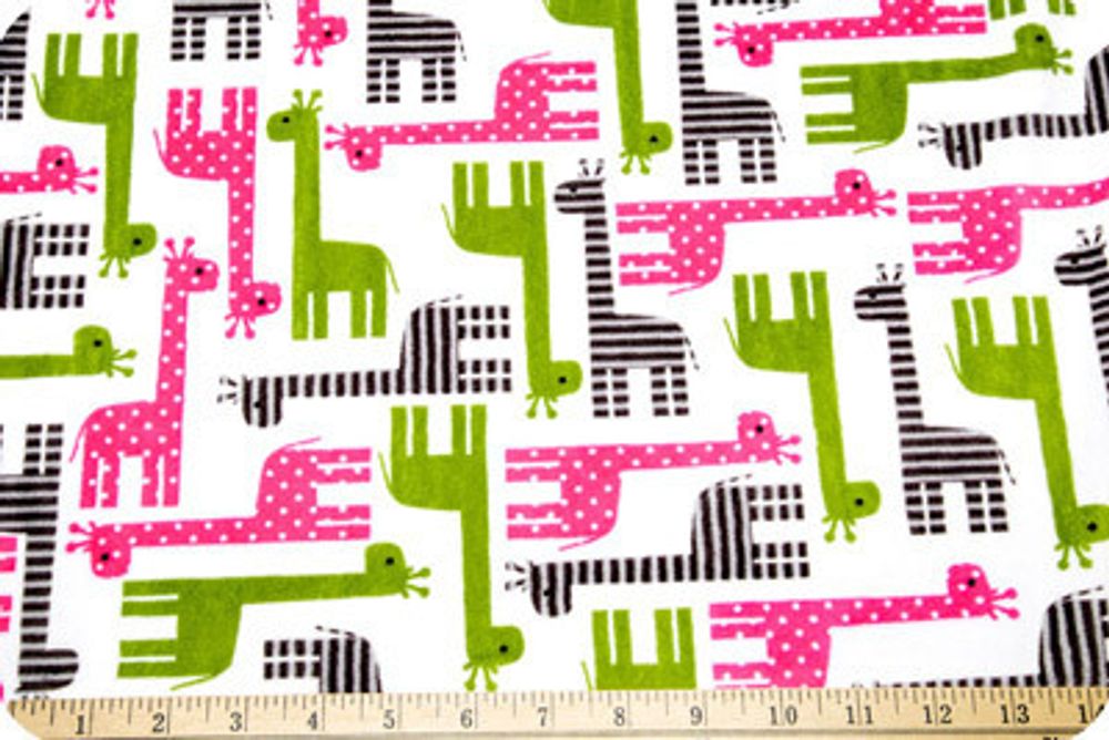 Плюш (ткань) Peppy Urban Zoologie 440 г/м², 48х48 см, giraffe fuchsia