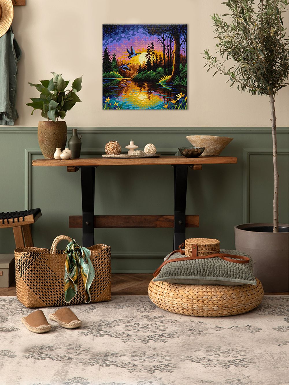 Кристальная (алмазная) мозаика Фрея ALPD-302, на подрамнике, Утки на закате, 30х30 см