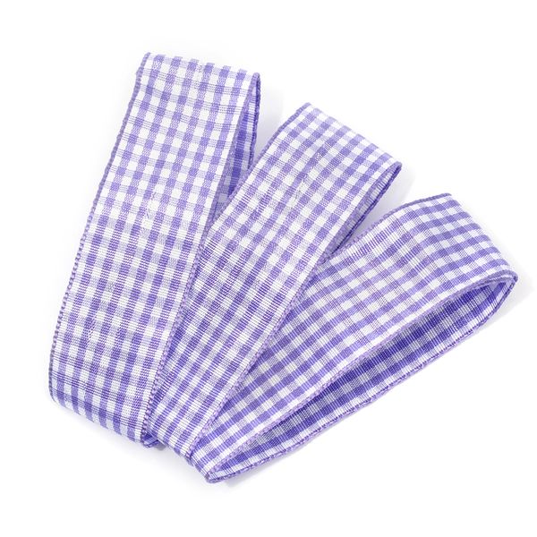 Лента тканевая с рисунком Клетка 25 мм, фиолетовый/белый, уп. 20 м