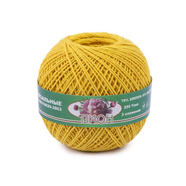 Пряжа ПНК им.Кирова Пион / уп.6 мот. по 50 г, 200м, №0202 желтый