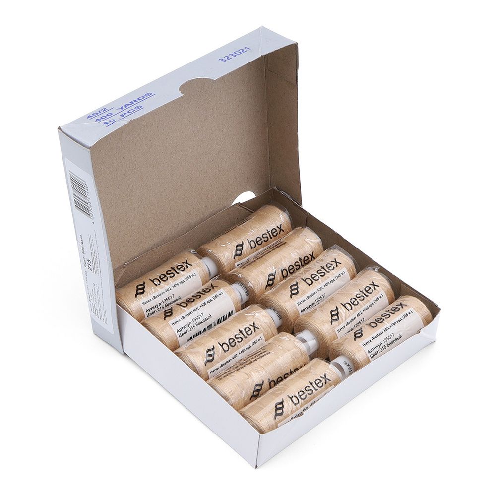 Нитки швейные бытовые Bestex 40/2, 365 м (400 ярд) / 10 кат., 215 бежевый персик