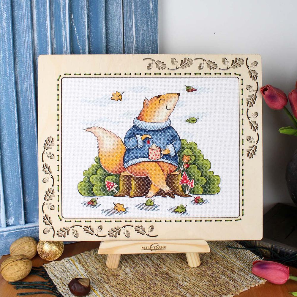 Набор для вышивания нитками МП Студия, Осенний релакс 18х19см