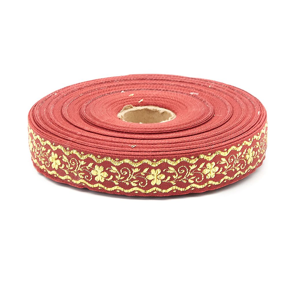 Лента (тесьма) жаккардовая 24.0 мм / 25±1 метров, с метанитом рис. 9016 (бордо) С1857Г17