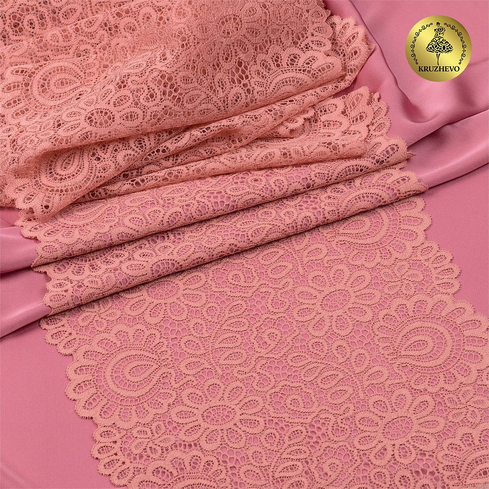 Кружево бельевое эластичное 180 мм / 20 м, 268, цв.154 розовая пудра, Kruzhevo