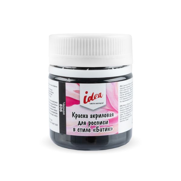 Краска акриловая для росписи в стиле Батик 40 мл, 806 Чёрная (Black), Vista-Artista ICB-40