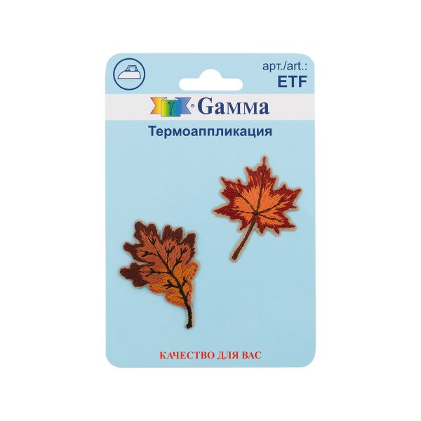 Термоаппликация №04, 1 шт, 02-424 Листья, 2 шт, 3х4.2 см, Gamma ETF
