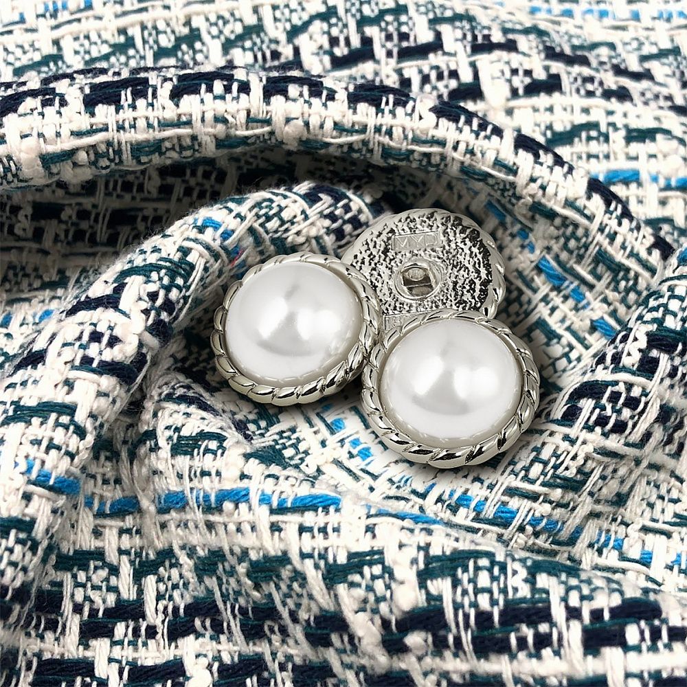 Пуговицы на ножке металлические 36L=23мм, С-MP30 цв.серебро/перламутр, 10 шт