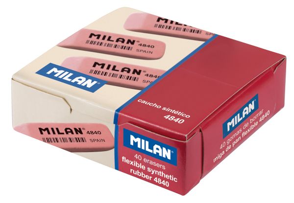 Ластик 4840 скошенный 5.2х1.9х0.8 см, 40 шт, CNM4840 розовый, Milan