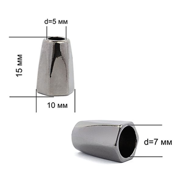 Наконечник для шнура металл 14.85х9.45 мм, цв.никель черный, уп. 100 шт
