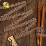 Кружево вязаное (тесьма) 15 мм / 10 метров, D1010, тонкая нить, цв.F293 св.коричневый, Kruzhevo