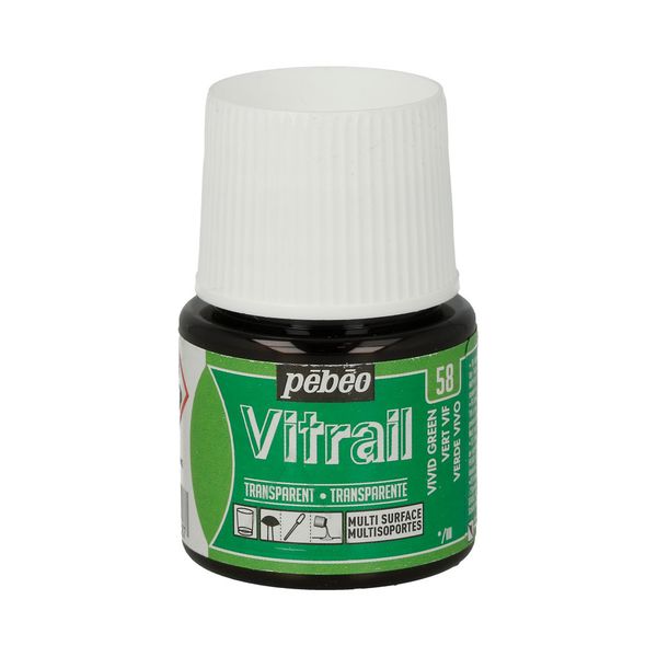 Краска для стекла и металла лаковая прозрачная Vitrail 45 мл, 050-058 я.зеленый, Pebeo