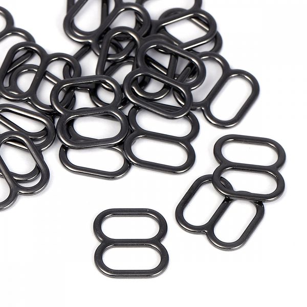 Рамки-регуляторы для купальника металл 10.0 мм, 810D.SW цв.черный никель, уп.100 шт