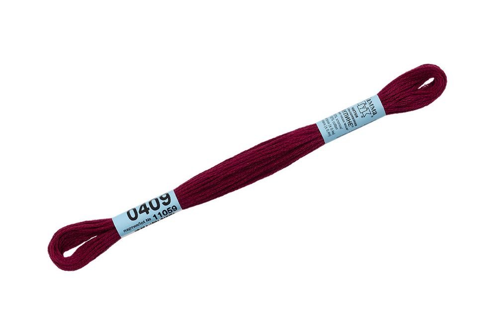 Мулине Gamma 100% хлопок, цв.0409 бордовый, 24 мотка по 8 метров