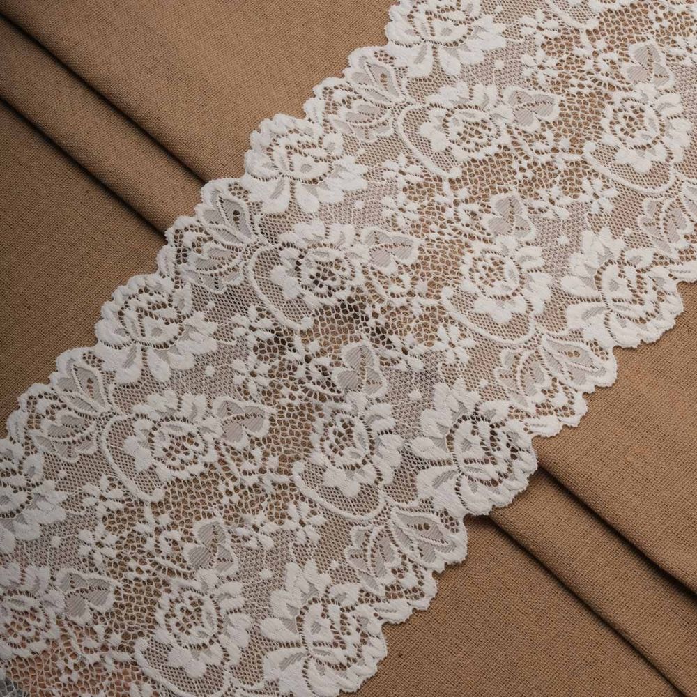 Кружево бельевое эластичное 150 мм / 13.7 метров, белый, 3AR1269