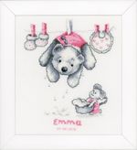 Набор для вышивания нитками Vervaco, С рождением сыночек и дочка