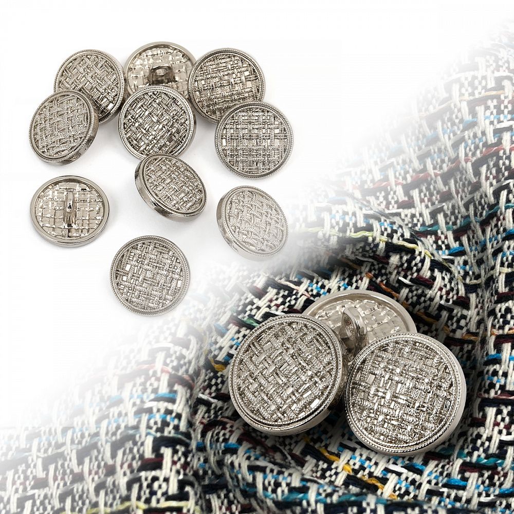 Пуговицы на ножке металлические 24L=15мм, С-MP06 цв.серебро, 10 шт