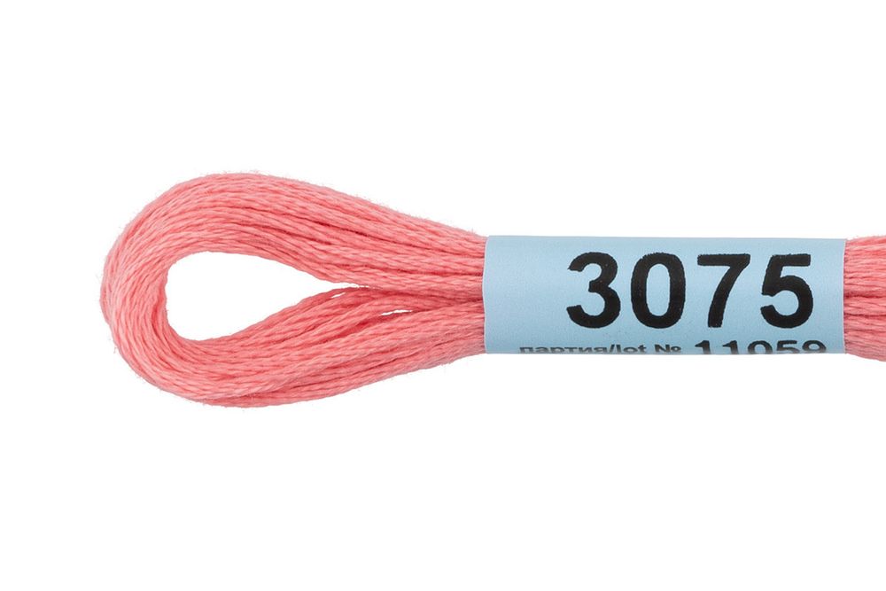 Мулине Gamma 100% хлопок, цв.3075 яр.розовый, 24 мотка по 8 метров