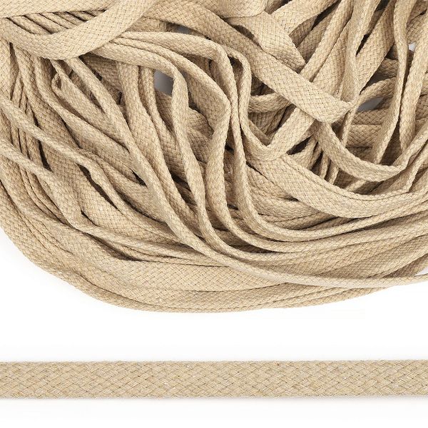 Шнур плоский плетеный х/б ⌀15.0 мм / 50 метров, турецкое плетение TW цв.004 бежевый