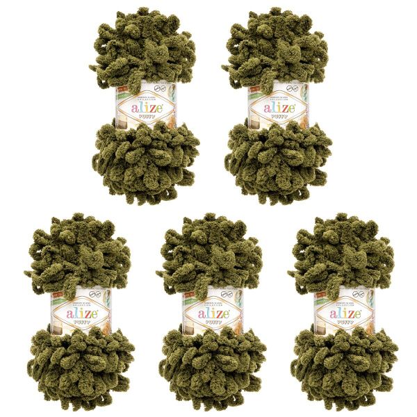 Пряжа Alize (Ализе) Puffy / уп.5 мот. по 100 г, 9м, 620 лесной зеленый