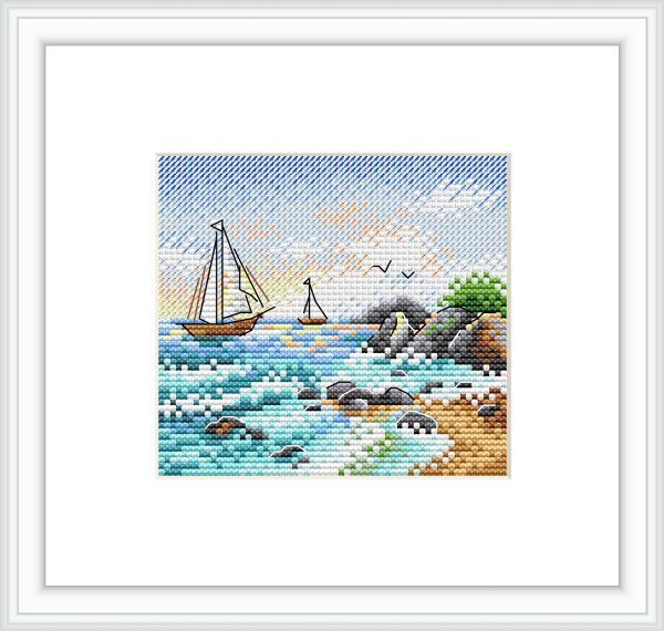 Набор для вышивания нитками МП Студия (Жар-птица), На морской волне, 10х11 см