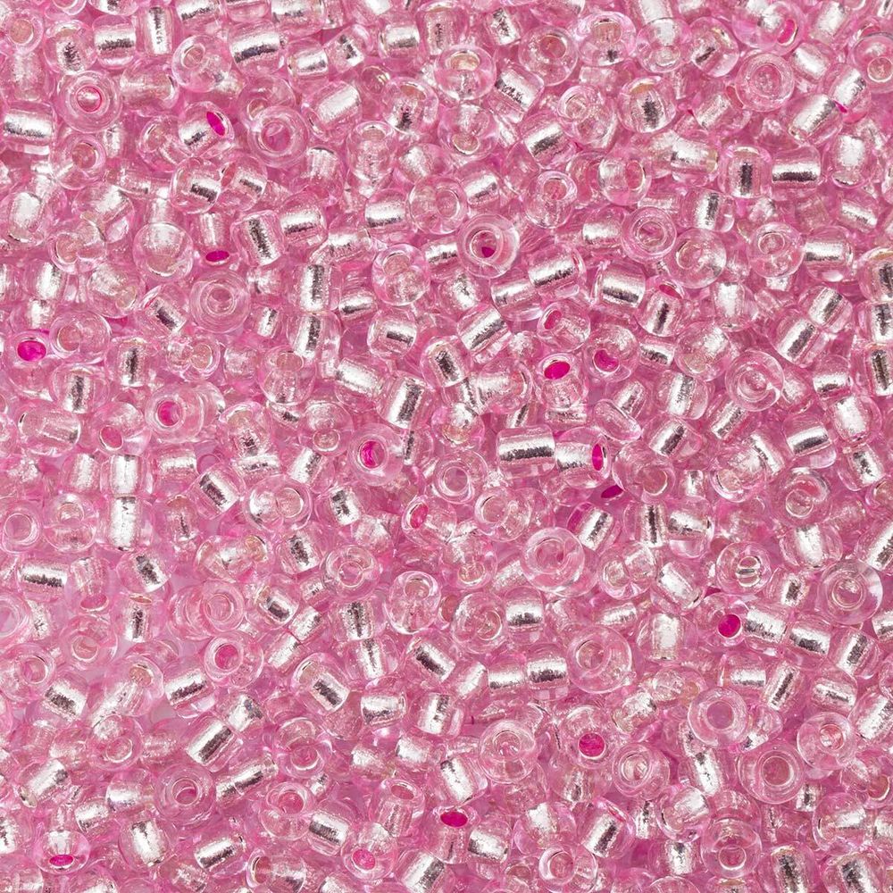 Бисер Astra&Craft 11/0 (2.1 мм), 200 г (10х20 г), цв. 1104 розовый/прозр.серебрист.центр (круг.отв.)