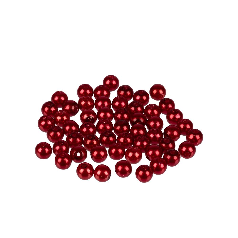 Бусины пластик ⌀6 мм, 50±2 шт, №09 ярко-красный, Zlatka PB-1