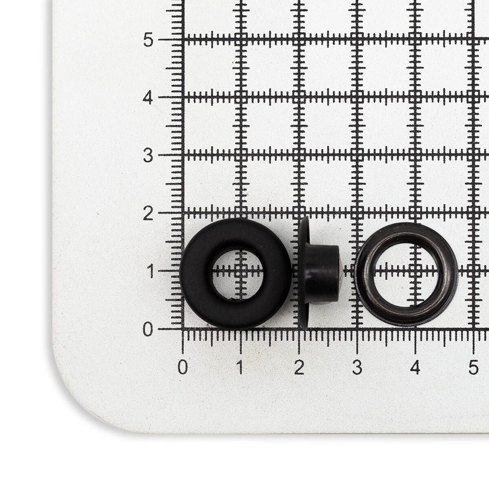 Люверсы металл ⌀_9.2 мм (внутр.), h6.32 мм (внутр.), №24, сталь, черная резина, New Star, уп≈1000 шт