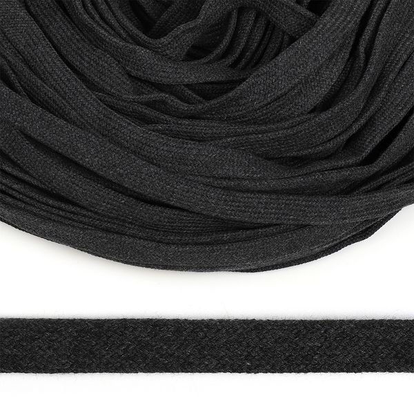 Шнур плоский плетеный х/б ⌀15.0 мм / 50 метров, классическое плетение 031 антрацит