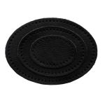 Набор заплаток пришивных из кожи, овал 4х5,5см, 6х8,2см, 8х10,9см, с перфорацией, 3 шт (01 черный), 9404