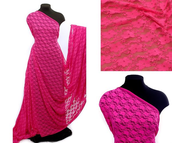 Ткань кружевная стрейч в нарезке арт.M903 150см 100 г/м², цв.312 фуксия уп.2.7м