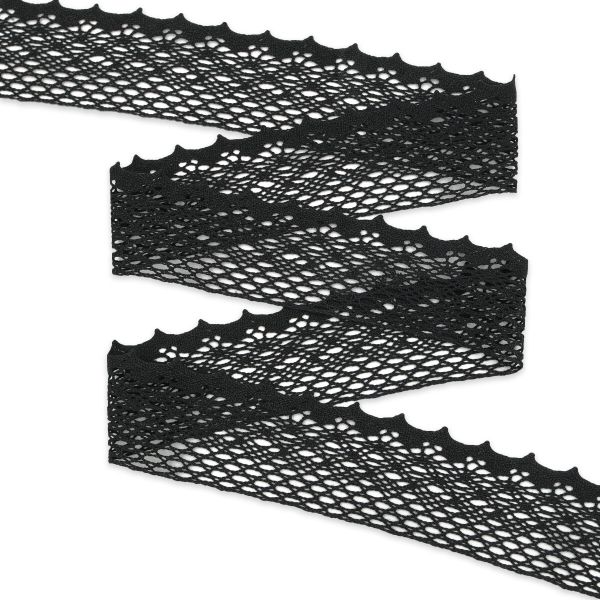 Кружево вязаное (тесьма) хлопковое 55 мм / 25 метров, рис.55.01.180 (черный) С3749Г17