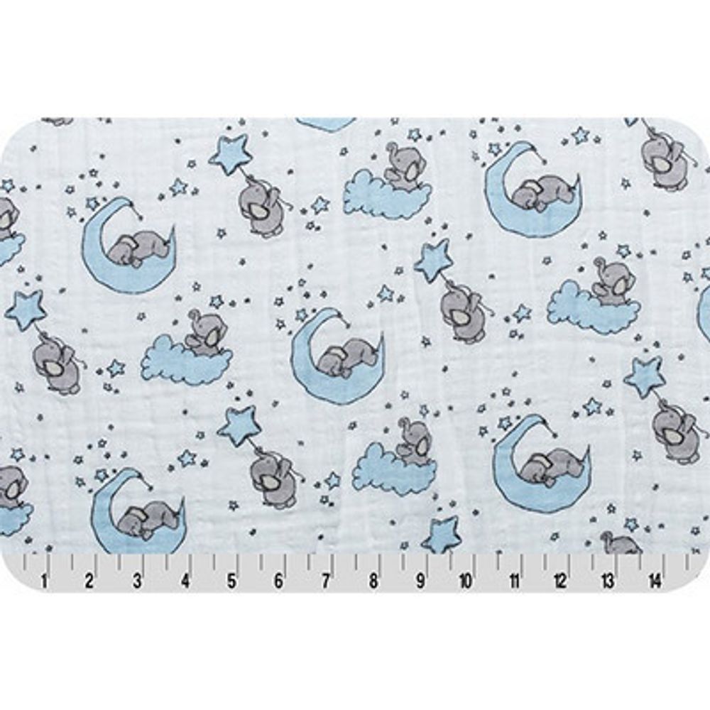 Ткань для пэчворка Peppy Embrace (марлевка), отрез 100х125 см, 120 г/м², emlittleone baby blue, Shannon Fabrics