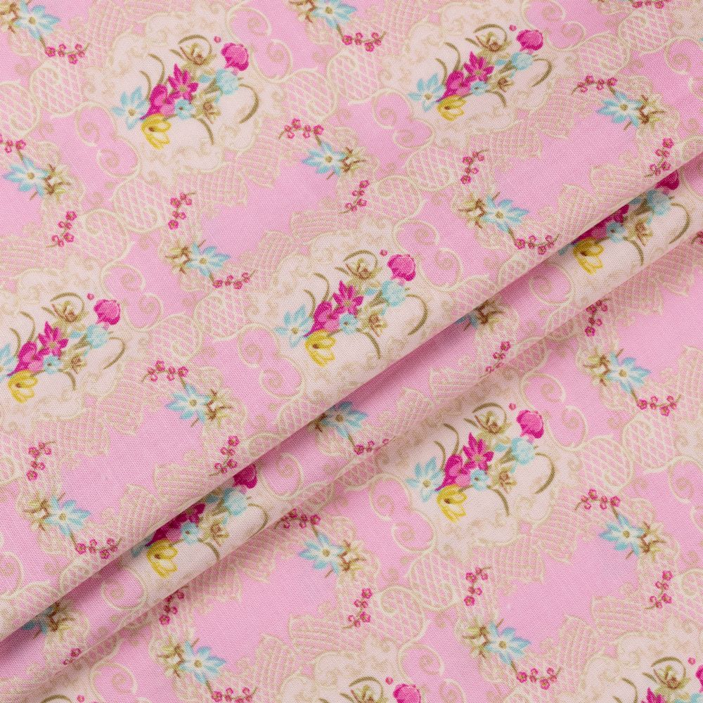 Ткань для пэчворка Peppy Весенний этюд, рулон 112 см / 5 метров, ВЭ-09 розовый, Peppy