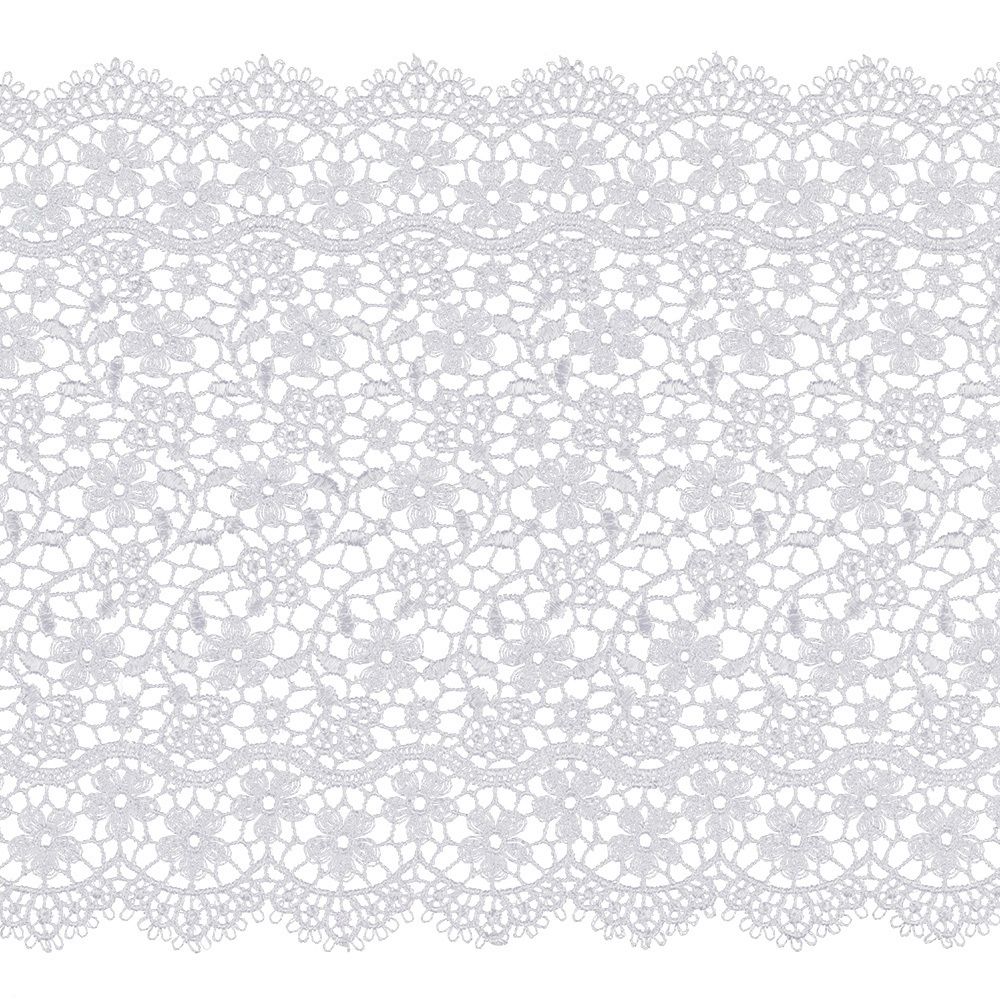 Кружево гипюр (плетёное) широкое 150 мм / 10 м, белый, Gamma GGM-15001
