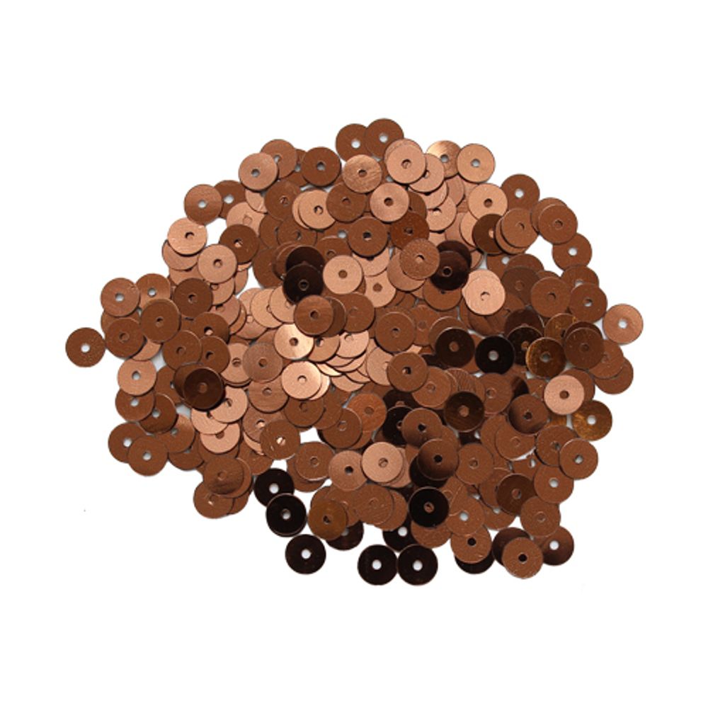 Пайетки плоские 6 мм, упак. 10 гр, Астра, 14 коричневый, уп.10 шт