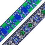 Лента (тесьма) жаккардовая 33.0 мм / 7 метров, черный/синий, 11831