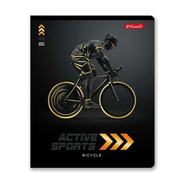 Тетрадь ученическая общая, матовая ламинация + тиснение золотой фольгой, A5+ 48 л. на скобе 65 г/м², белизна 100%, 10 шт, клетка в термоусадочной пленке, 000731 Активный спорт, Светоч 48ТЕТк-008