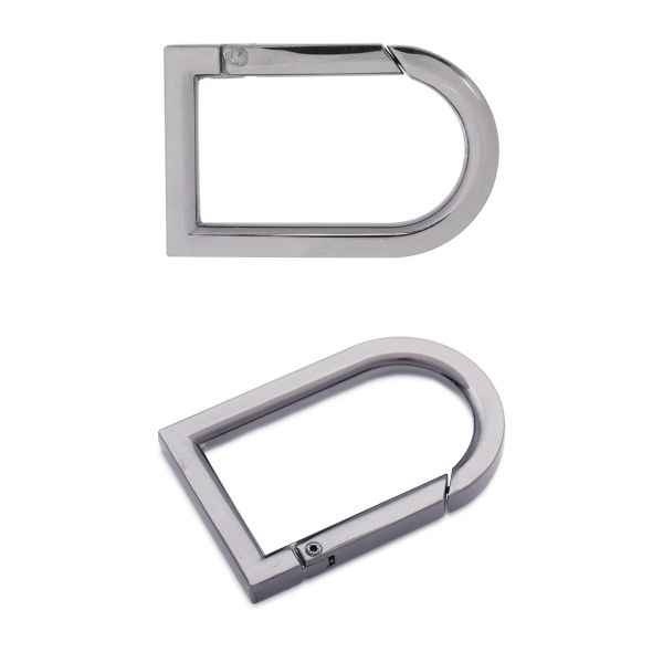 Карабин металл полукольцо 22х40 мм (50х32 мм), чер.никель мет, 2 шт