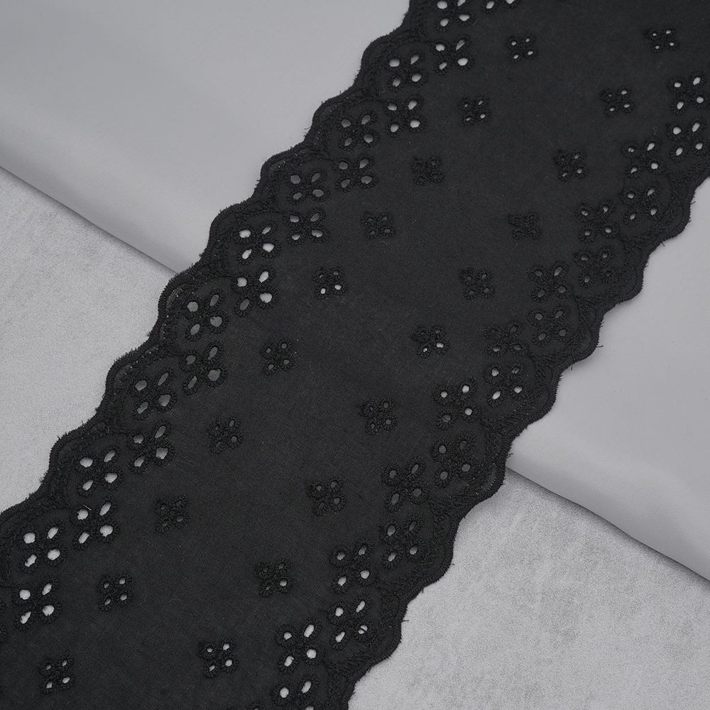 Кружево шитьё 115 мм, / 2.74 метра, хлопок, черный
