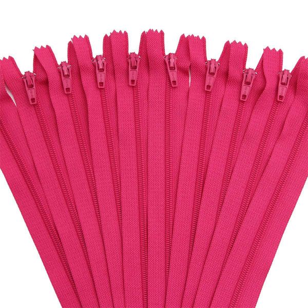 Молния спираль (витая) брючная Т3 (3 мм) 1 зам., н/раз., 20 см, автомат, фукс, 30111, 10 шт