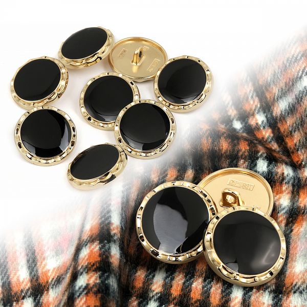 Пуговицы металлические на ножке 32L-20 мм, С-MP33 цв.золото/черный, 10 шт