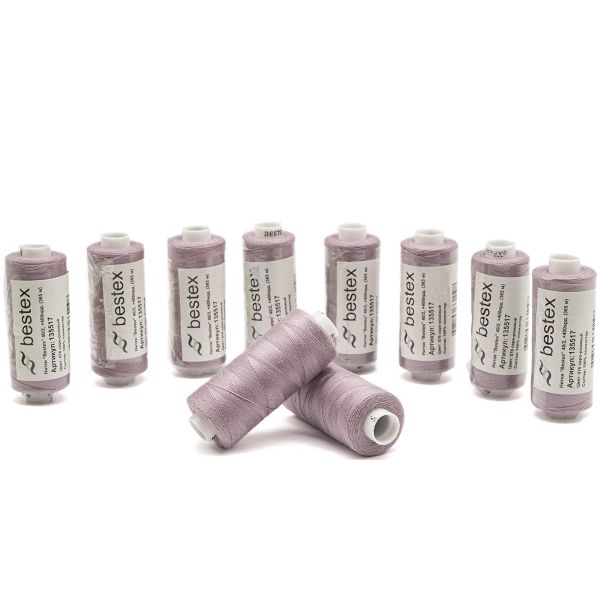 Нитки швейные бытовые Bestex 40/2, 365 м (400 ярд) / 10 кат., 076 серо-розовый