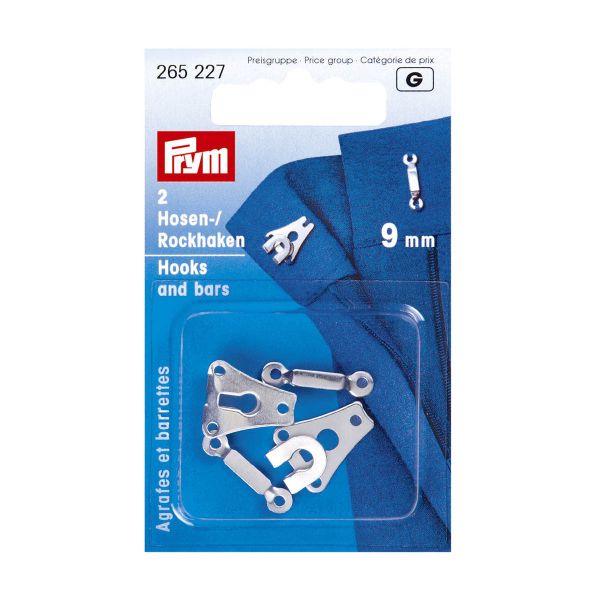 Крючки брючные (юбочные) пришивные 9 мм, с дугой, сталь серебристый, Prym